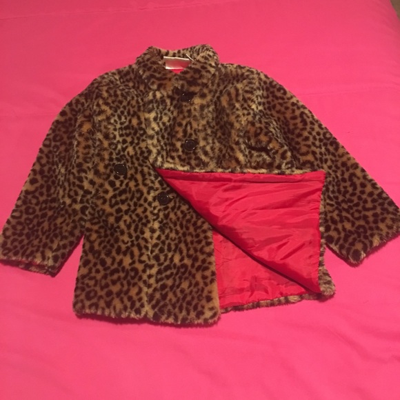 Toddler Leopard Coat with red lining! - Picture 2 of 3